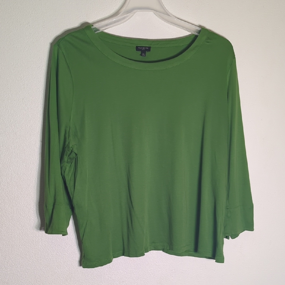 Talbots Women's Shirt Top Tee Three-quarter Sleeves Button Accent Plus‎ Size 2X